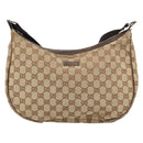 GUCCI GG Canvas Shoulder Bag Beige Silver 122790 Auth 156850-13