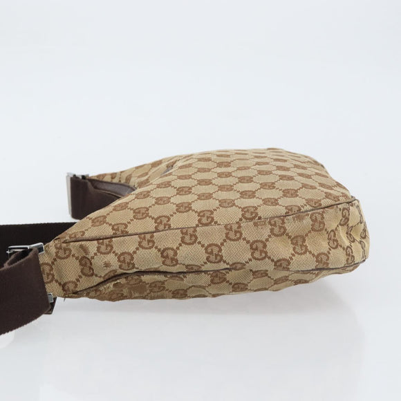 GUCCI GG Canvas Shoulder Bag Beige Silver 122790 Auth 156850