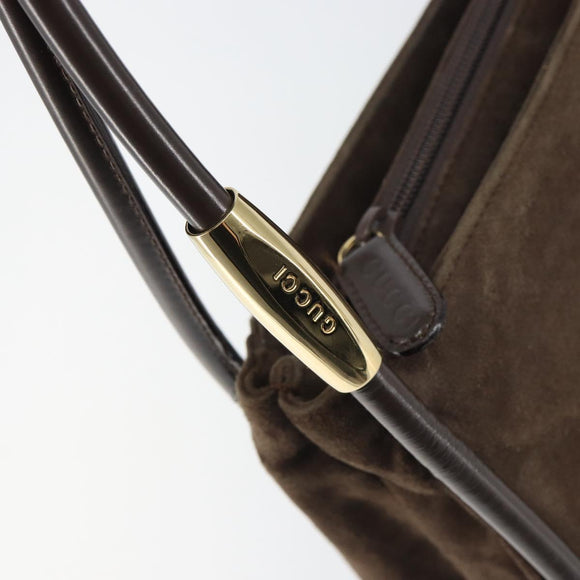 GUCCI Shoulder Bag Suede Brown Gold 000 2855 0550 0 Auth 156851