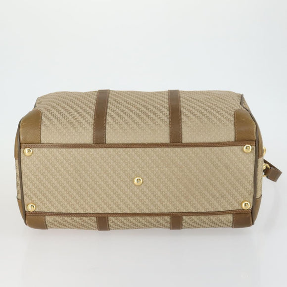 GUCCI Boston Bag Canvas 2way Beige Gold Auth 156852