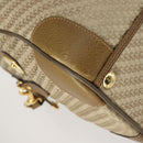 GUCCI Boston Bag Canvas 2way Beige Gold Auth 156852-13