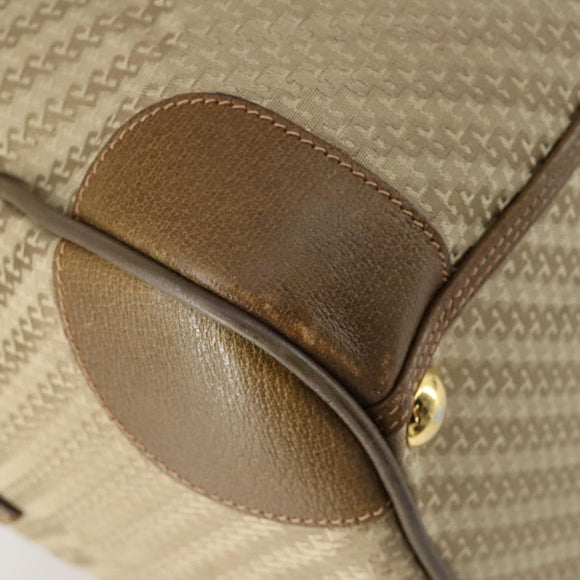 GUCCI Boston Bag Canvas 2way Beige Gold Auth 156852