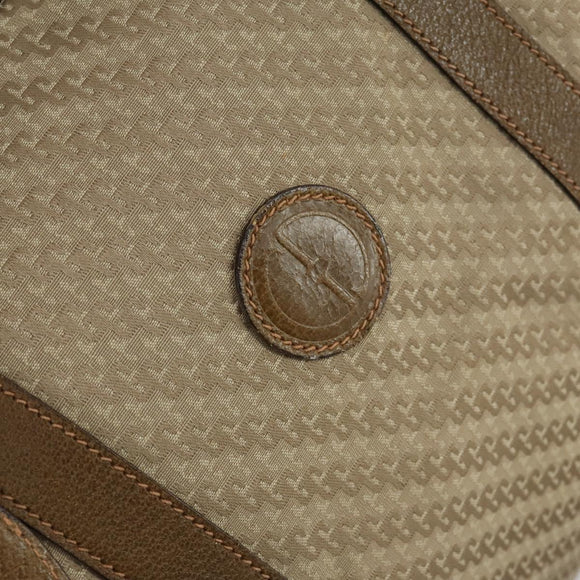 GUCCI Boston Bag Canvas 2way Beige Gold Auth 156852