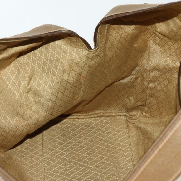 GUCCI Boston Bag Canvas 2way Beige Gold Auth 156852