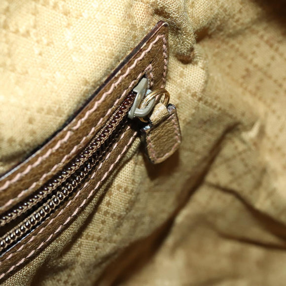 GUCCI Boston Bag Canvas 2way Beige Gold Auth 156852