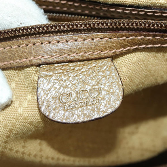 GUCCI Boston Bag Canvas 2way Beige Gold Auth 156852