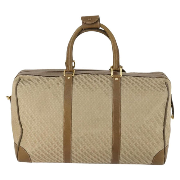 GUCCI Boston Bag Canvas 2way Beige Gold Auth 156852