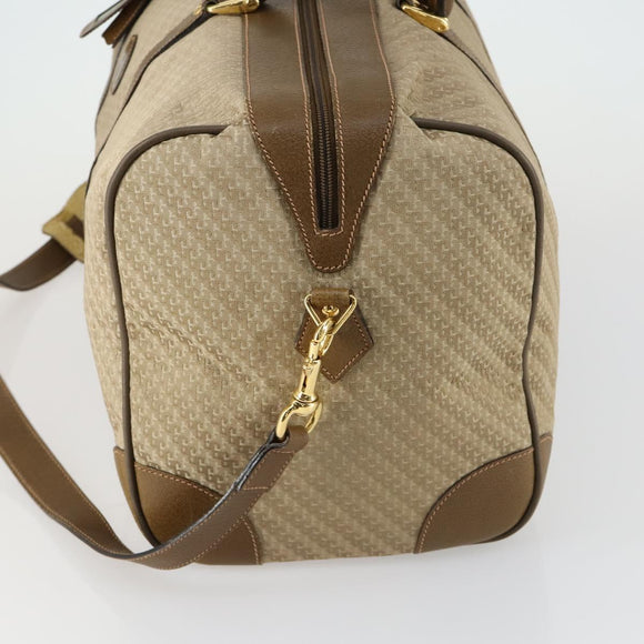 GUCCI Boston Bag Canvas 2way Beige Gold Auth 156852