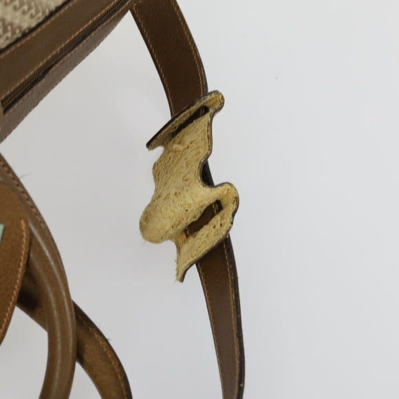 GUCCI Boston Bag Canvas 2way Beige Gold Auth 156852