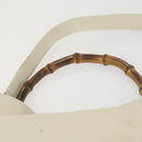 GUCCI Bamboo Hand Bag Leather 2way White Gold 001 0166 1638 Auth 156854-10
