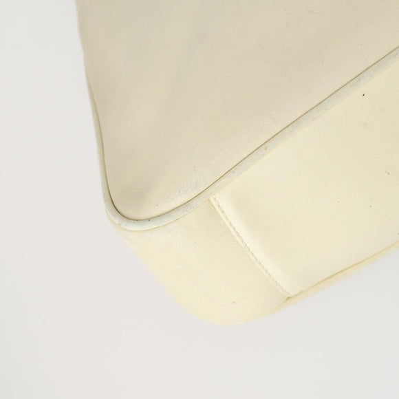 GUCCI Bamboo Hand Bag Leather 2way White Gold 001 0166 1638 Auth 156854