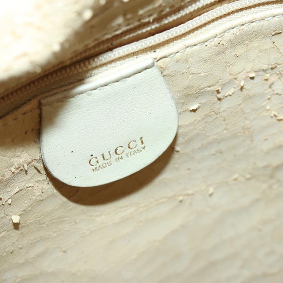 GUCCI Bamboo Hand Bag Leather 2way White Gold 001 0166 1638 Auth 156854