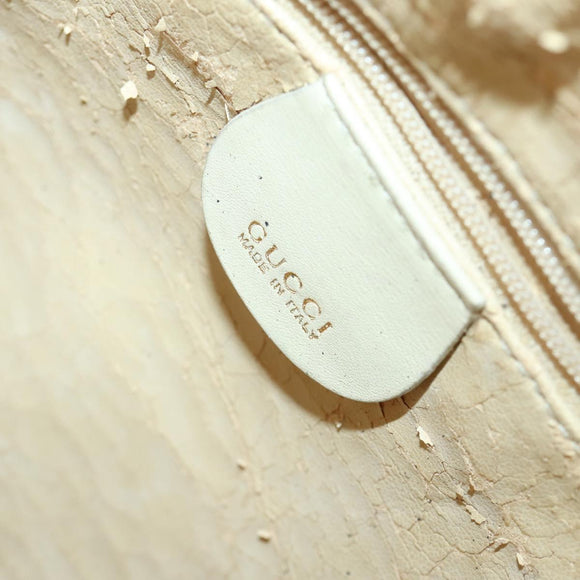 GUCCI Bamboo Hand Bag Leather 2way White Gold 001 0166 1638 Auth 156854