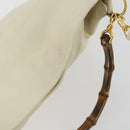 GUCCI Bamboo Hand Bag Leather 2way White Gold 001 0166 1638 Auth 156854-6