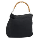 GUCCI Bamboo Hand Bag Nylon Black Silver 001 1998 1577 Auth 156855-1