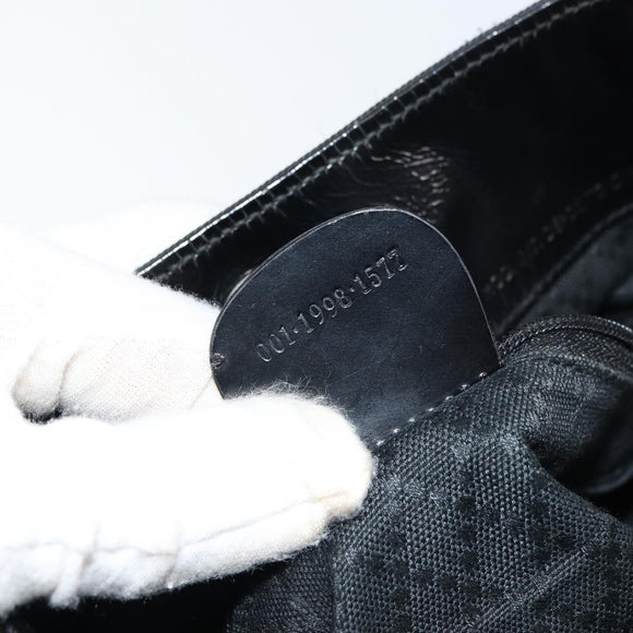 GUCCI Bamboo Hand Bag Nylon Black Silver 001 1998 1577 Auth 156855
