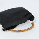 GUCCI Bamboo Hand Bag Nylon Black Silver 001 1998 1577 Auth 156855-6