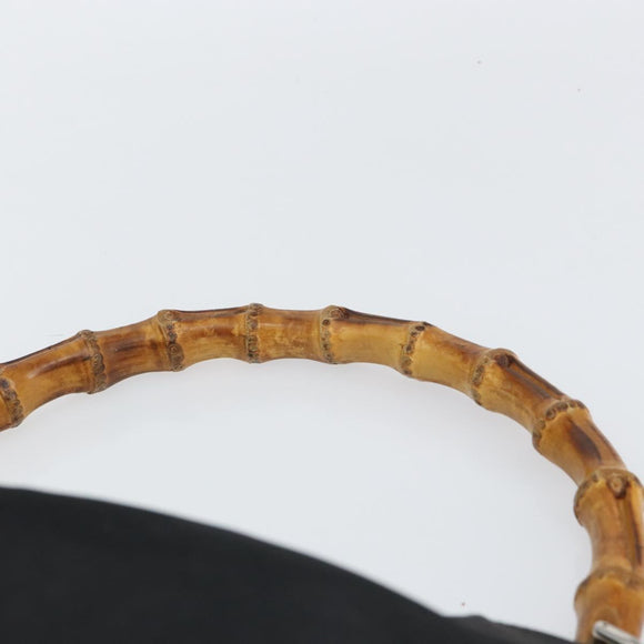 GUCCI Bamboo Hand Bag Nylon Black Silver 001 1998 1577 Auth 156855