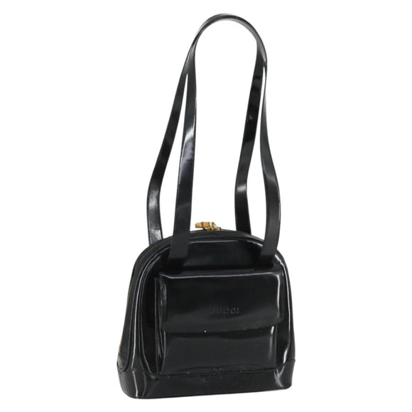 GUCCI Shoulder Bag Enamel Black Gold 001 1075 1650 0 Auth 156856