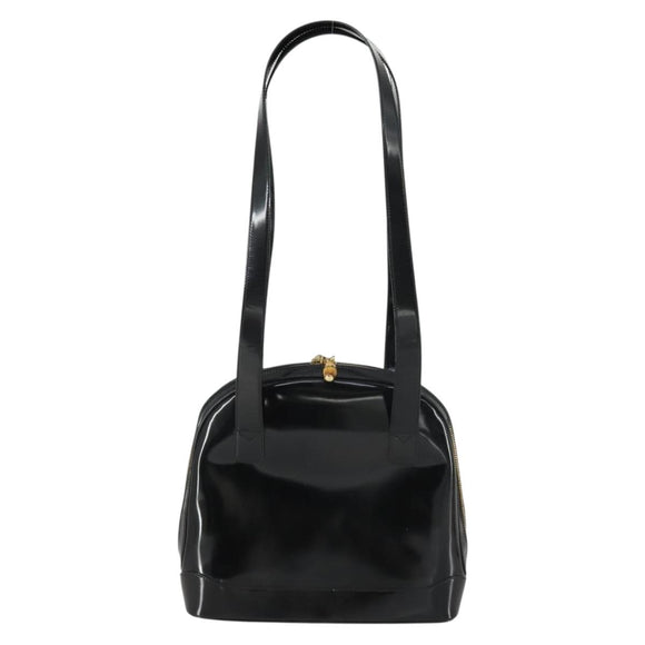 GUCCI Shoulder Bag Enamel Black Gold 001 1075 1650 0 Auth 156856