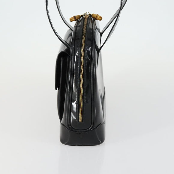 GUCCI Shoulder Bag Enamel Black Gold 001 1075 1650 0 Auth 156856