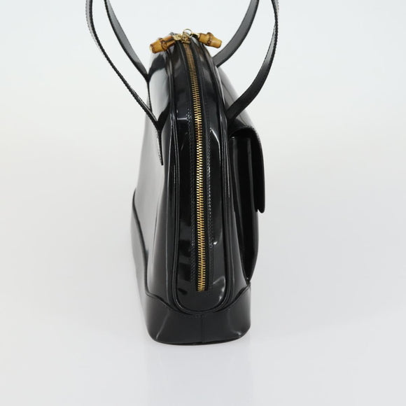 GUCCI Shoulder Bag Enamel Black Gold 001 1075 1650 0 Auth 156856