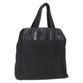 PRADA Tote Bag Nylon Leather Black Auth 156859