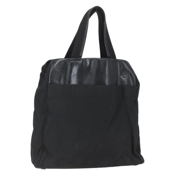 PRADA Tote Bag Nylon Leather Black Auth 156859