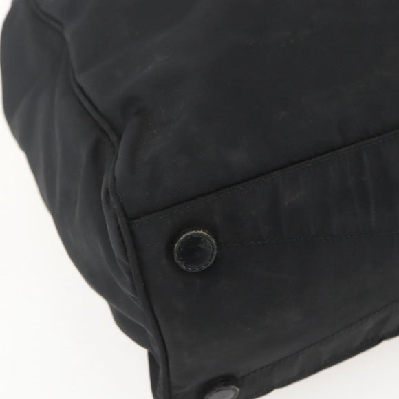 PRADA Tote Bag Nylon Leather Black Auth 156859