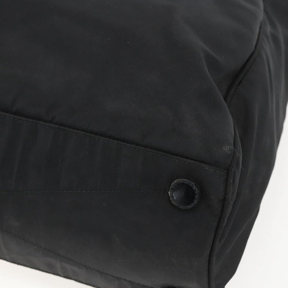 PRADA Tote Bag Nylon Leather Black Auth 156859