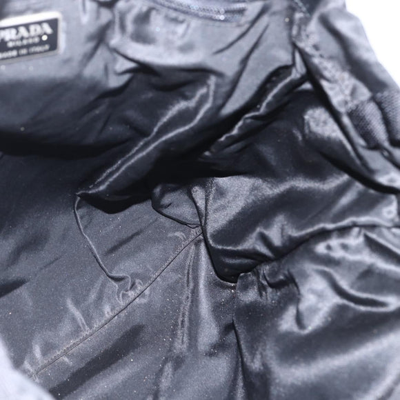 PRADA Tote Bag Nylon Leather Black Auth 156859