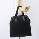 PRADA Tote Bag Nylon Leather Black Auth 156859-23