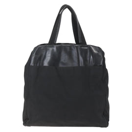 PRADA Tote Bag Nylon Leather Black Auth 156859 - 0