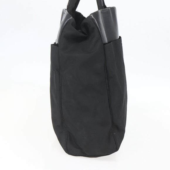 PRADA Tote Bag Nylon Leather Black Auth 156859