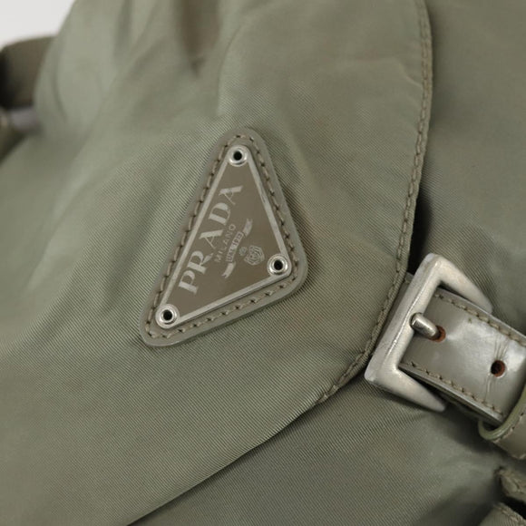PRADA Backpack Nylon Beige Silver Auth 156861