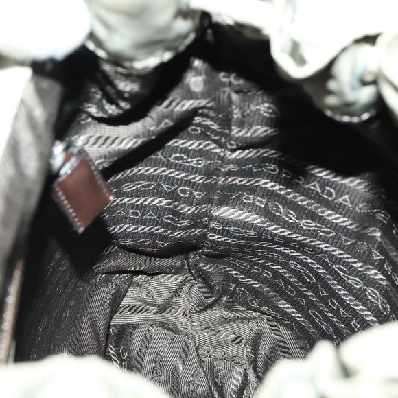 PRADA Backpack Nylon Beige Silver Auth 156861
