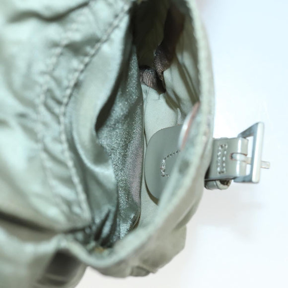 PRADA Backpack Nylon Beige Silver Auth 156861