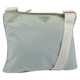 PRADA Shoulder Bag Nylon Light Blue Silver Auth 156862