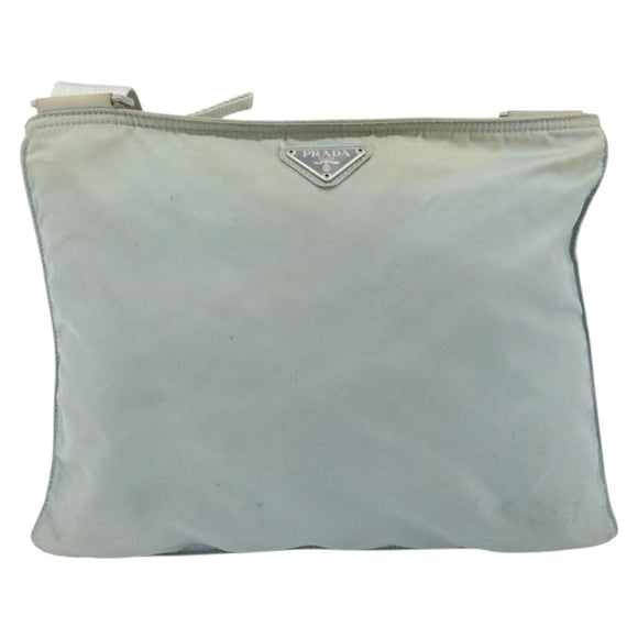 PRADA Shoulder Bag Nylon Light Blue Silver Auth 156862