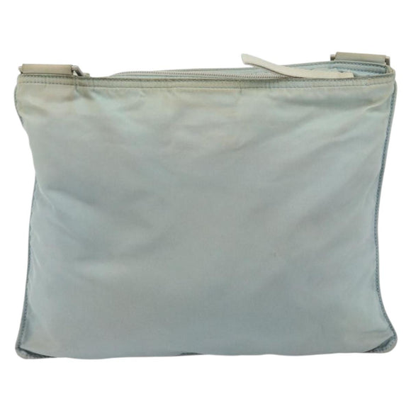 PRADA Shoulder Bag Nylon Light Blue Silver Auth 156862