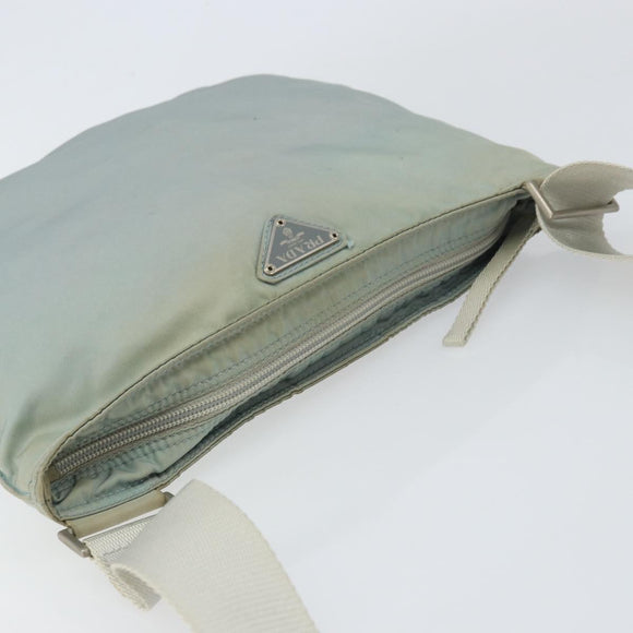 PRADA Shoulder Bag Nylon Light Blue Silver Auth 156862