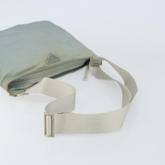 PRADA Shoulder Bag Nylon Light Blue Silver Auth 156862