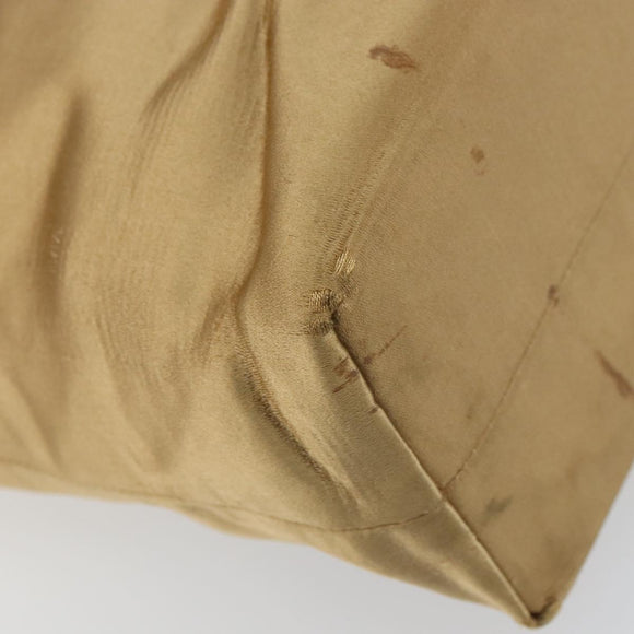 PRADA Tote Bag Satin Beige Silver Auth 156863