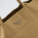 PRADA Tote Bag Satin Beige Silver Auth 156863-14