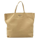 PRADA Tote Bag Satin Beige Silver Auth 156863-2