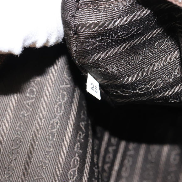 PRADA Tote Bag Satin Beige Silver Auth 156863