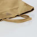 PRADA Tote Bag Satin Beige Silver Auth 156863-7