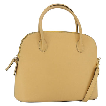 CELINE Hand Bag Leather 2way Yellow Gold Auth 156864