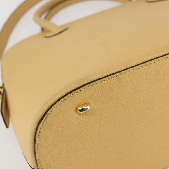 CELINE Hand Bag Leather 2way Yellow Gold Auth 156864
