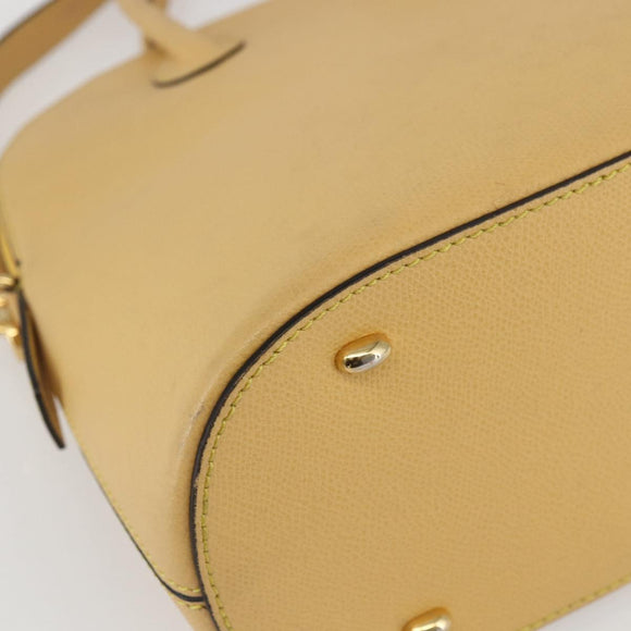 CELINE Hand Bag Leather 2way Yellow Gold Auth 156864